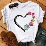 Unisex Colorful Heart & Paw Print T-Shirt