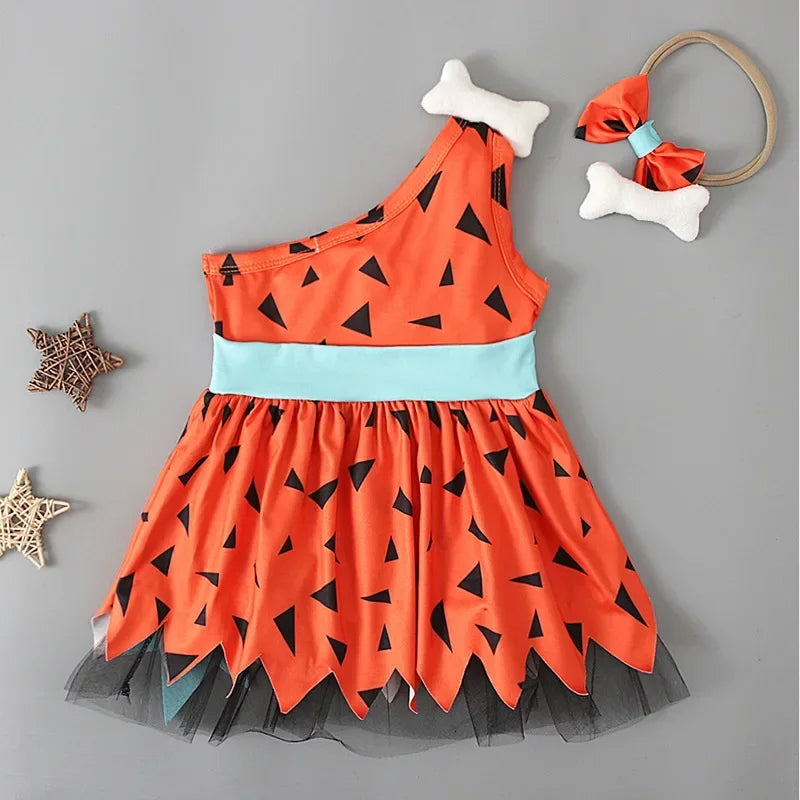 3pcs Sets Kids Costume Caveman Cavegirl Stone Age Outfit for Girls Boys Halloween Cosplay Girl Pebbles Inspired Dress Up Suits 5