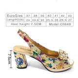 Italian Gold Heel Sandals & Matching Bag Set - 2024 Women Party Shoes (Thick Heel, Bigger Sizes) 2