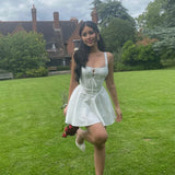 Mingmingxi 2024 Summer Lovely A Line Dress Yellow Sexy Party Dresses Hollow Out Lace Up Elegant Holiday Dress Women 5