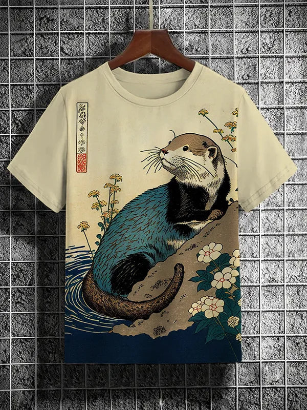 3D Printed Samurai Cat T-Shirt | Japanese Inspired Men's Tee