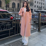 Double Breasted Soft Warm Coat Fashionable Women's Winter Wool Lapel Casual Windbreaker Lazy Street Style 3