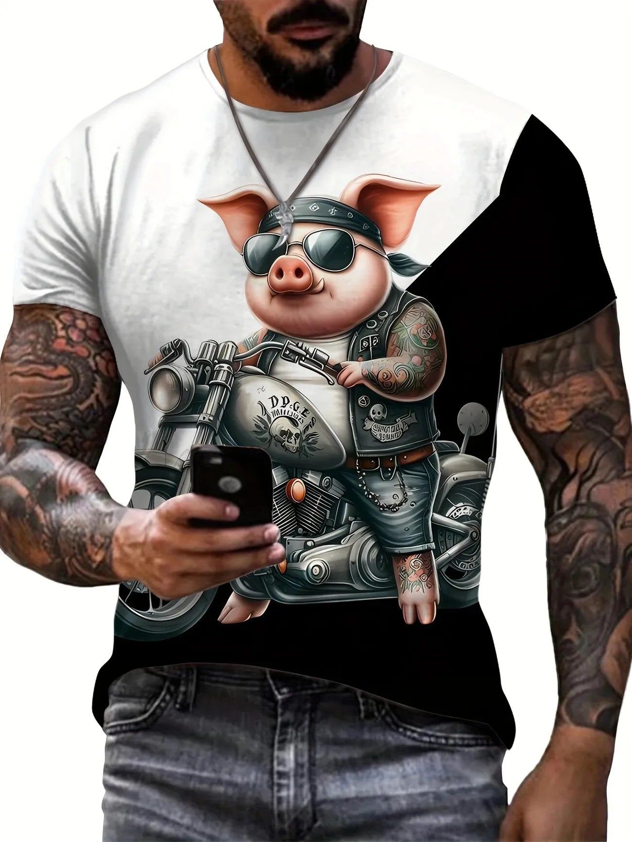 Angry Animal Print Summer Men's T Shirt Casual Short Sleeve Fashion Streetwear Male Oversized Clothing Crew Neck T-Shirts