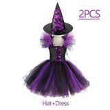Witch Tutu Kids Halloween Costume Disguise Cosplay Carnival Party Christmas Toddler Girls Princess Dress Prom Gown Dress 2