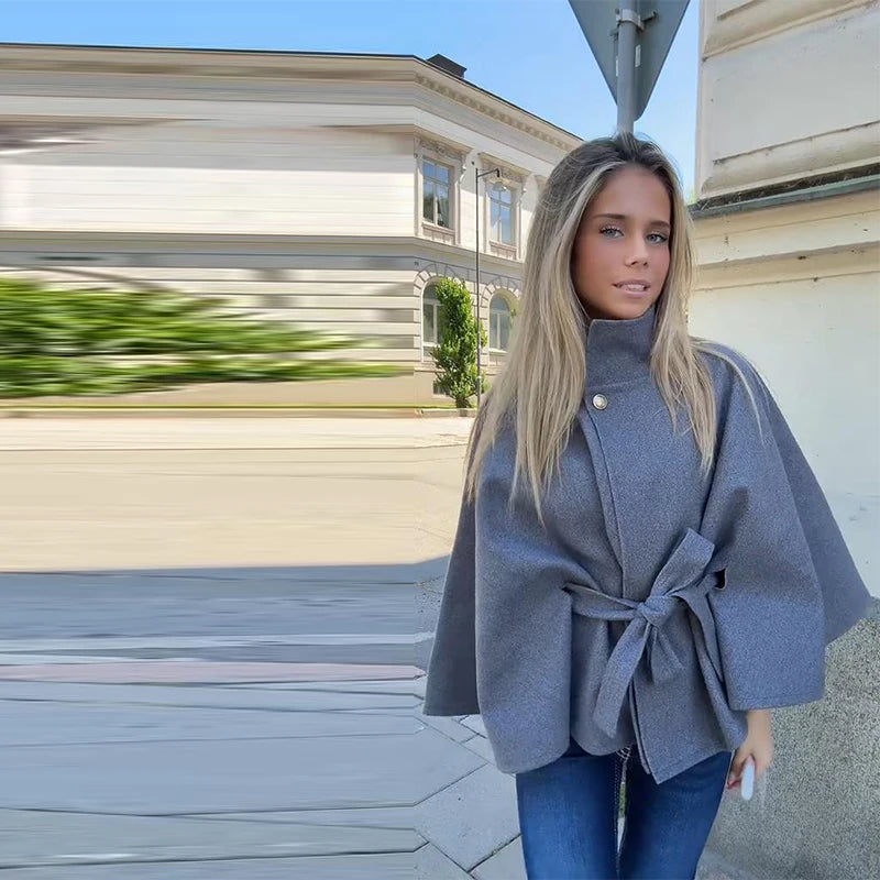 Women’s Elegant Belted Fleece Coat