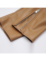 FTLZZ Spring Autumn Faux Leather Jackets Women Loose Casual Coat Female Drop-shoulder Motorcycles Locomotive Outwear With Belt 5