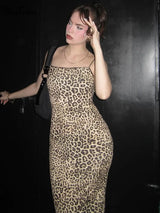 Leopard Print Slips Backless Sexy Bodycon Maxi Dress Summer Women 4