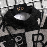 Men Knitted Sweater Stripe Pullovers Printing Round Neck Sweater 4