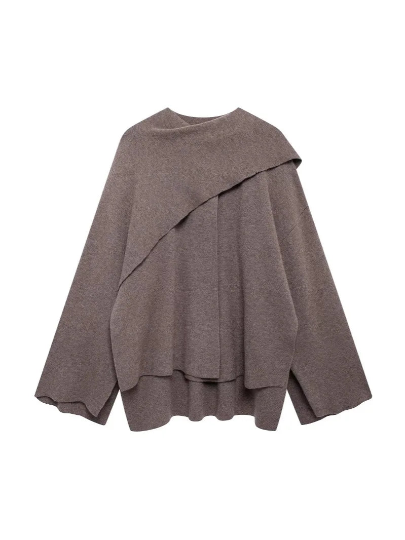 Scarf-Accent Woolen Overcoat