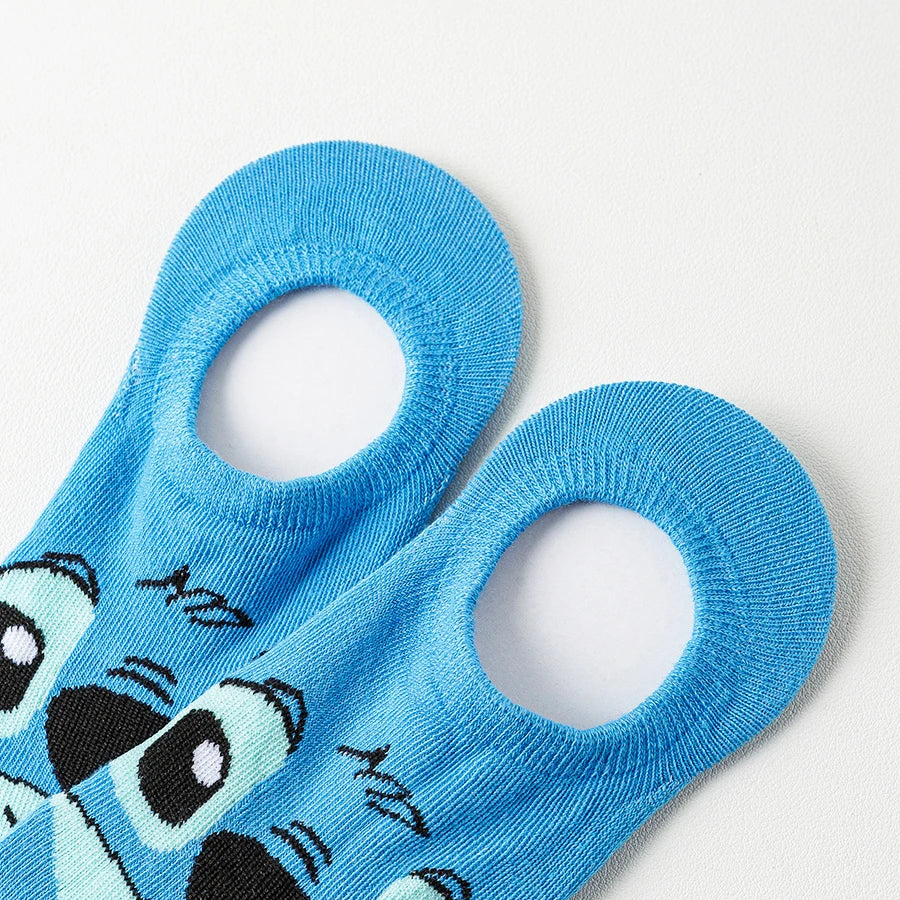 10Pairs miniso disney Unisex Cartoon Anime Socks Men Women Hip Hop Street Style Funny Casual Short Boat Socks 5