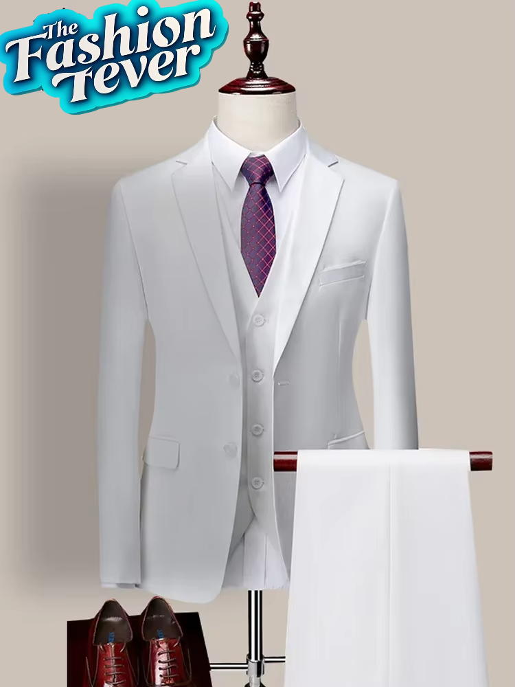 Groom's Suit: Men's 3-Piece Formal Suit Set (Jacket, Vest, Pants) (14 Colors, M-6XL) 3