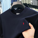 High end silky cotton breathable short sleeve T-shirt men summer designer Paul brand embroidered fashion casual round neck top 3