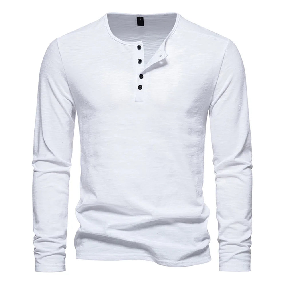 Men’s Slim Fit Long Sleeve Cotton Henley