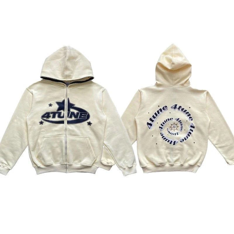 New Clothes Star Letter Print Retro Oversized Hoodie Women Y2K Street Hip-Hop Color Harajuku Casual Zipper Women Sweatshirt 4