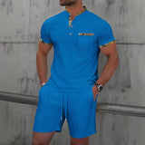 Men’s Summer Waffle-Knit Zip Lapel Set