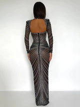 Women's Glitter Mesh See Through Maxi Dress - Sexy Bodycon Party Club Evening Dress 5