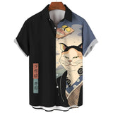 Fashion-Men-s-Clothing-Cool-Samurai-Cat-Tops-Summer-New-Men-s-Clothing-Casual-Short-Sleeved