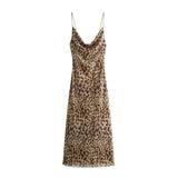 Leopard Print Long Dress Women Tulle Backless Slip Dress Woman 3