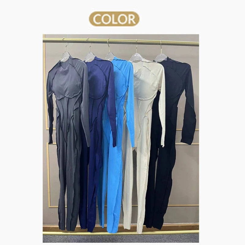 New Autumn/Winter Women's One-piece Yoga Jumpsuit Long-sleeved Sexy Backless Slim Fit Sports Outfit 6