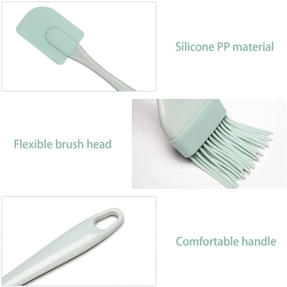 3Pcs Cream Scraper DIY Bread Cake Butter Spatula Mixer Oil Brush Kitchen Baking Tool Silicone Spatula Non-stick 6