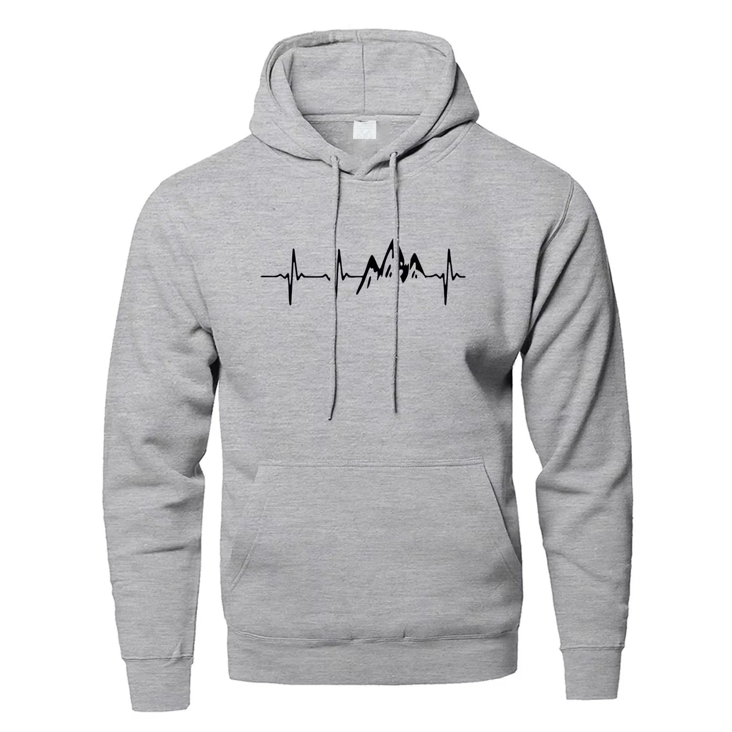 Mountain Heartbeat Hoodies for Man Sweatshirt Autumn Long Sleeve Hooded Sweatshirt