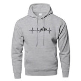Mountain Heartbeat Hoodies for Man Sweatshirt Autumn Long Sleeve Hooded Sweatshirt