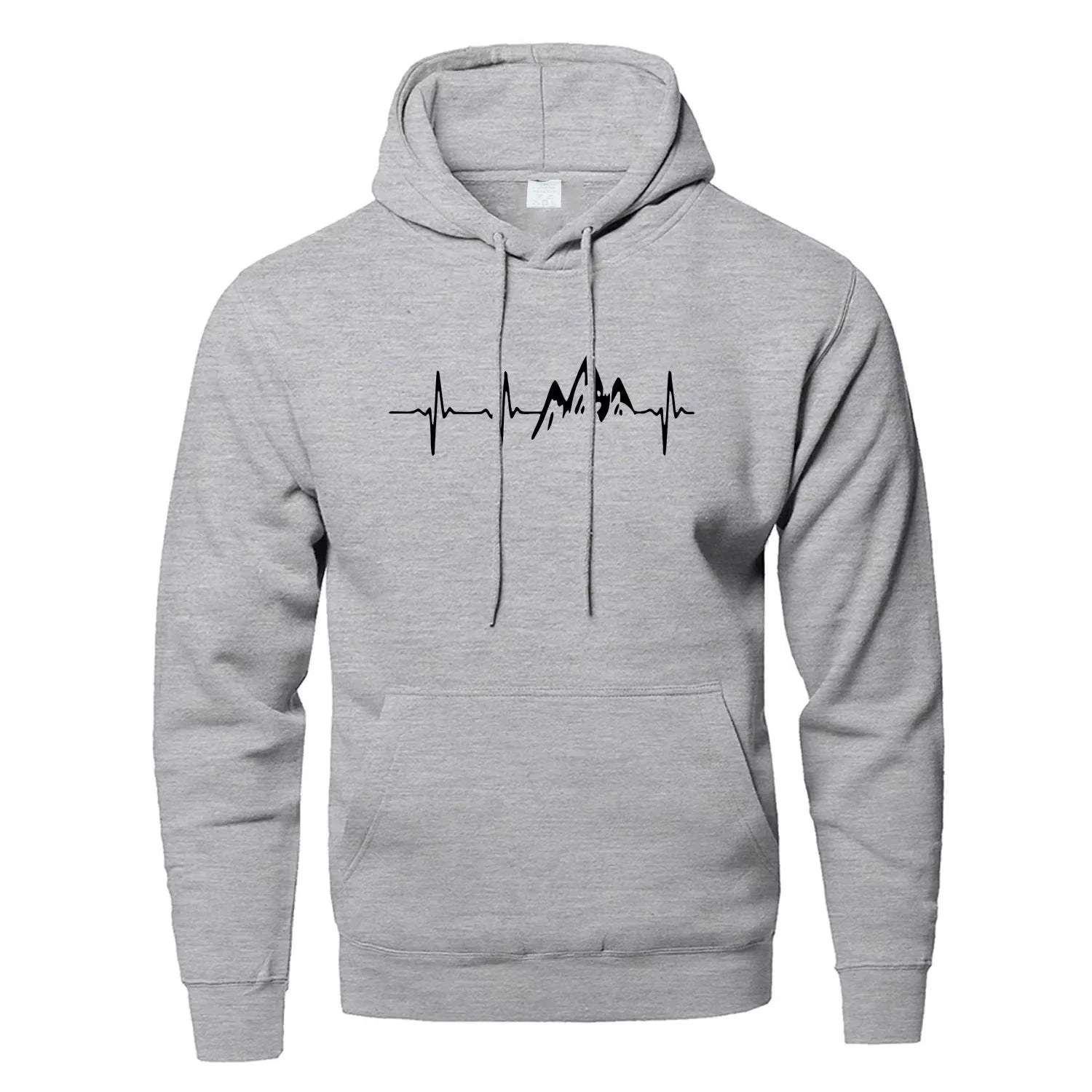 Mountain Heartbeat Hoodies for Man Sweatshirt Autumn Long Sleeve Hooded Sweatshirt