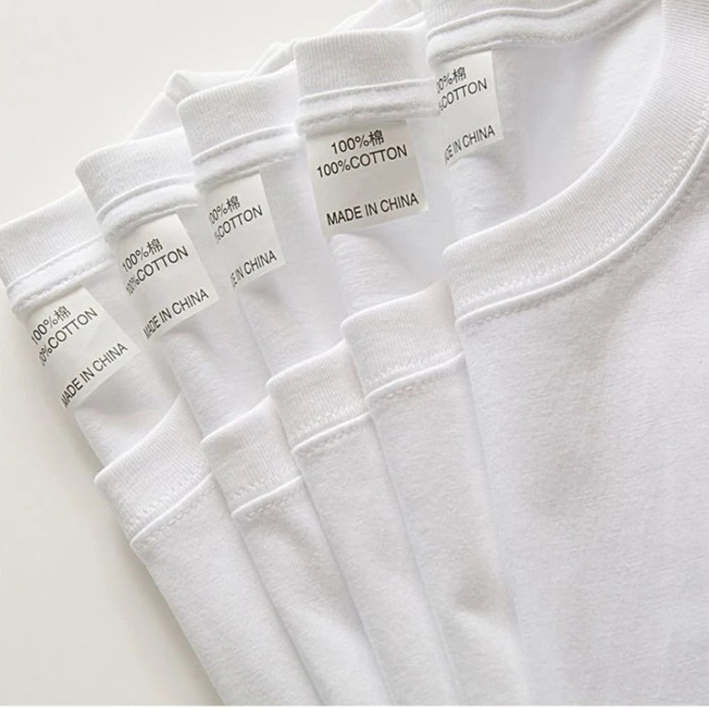 2PCS 100% Cotton Solid T Shirts Men's and Women's Short Sleeve White Tees Casual Breathable Loose Round Neck T-shirt Couple Tops 3