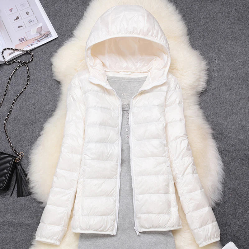 Women Puffer Jacket 15 Colors Plus Size 5XL 6XL 7XL 2025 New Spring Autumn Female Ultra Lightweight Packable Hooded Down Coats 2