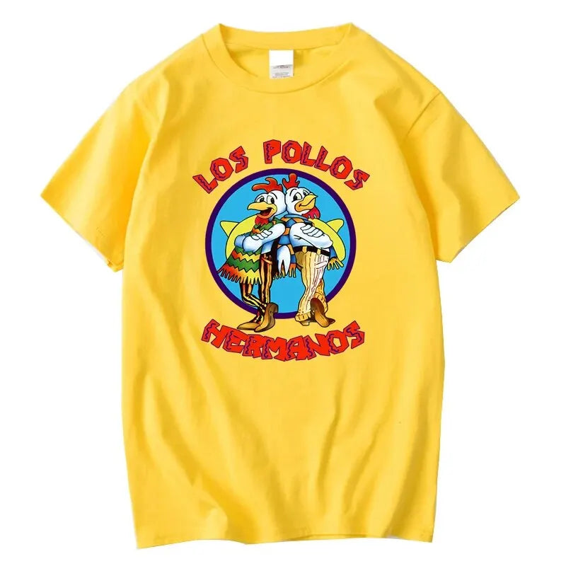 LOS POLLOS Hermanos Funny Printed T-Shirt Men Fashion Casual Short Sleeves Summer Cotton Breathable Tshirt Chicken Brothers Tees 3