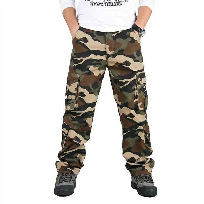 Men's Tactical Camouflage Overalls High-Quality Cotton Multi-Pocket Trousers Sports Training Casual Work Pants 2