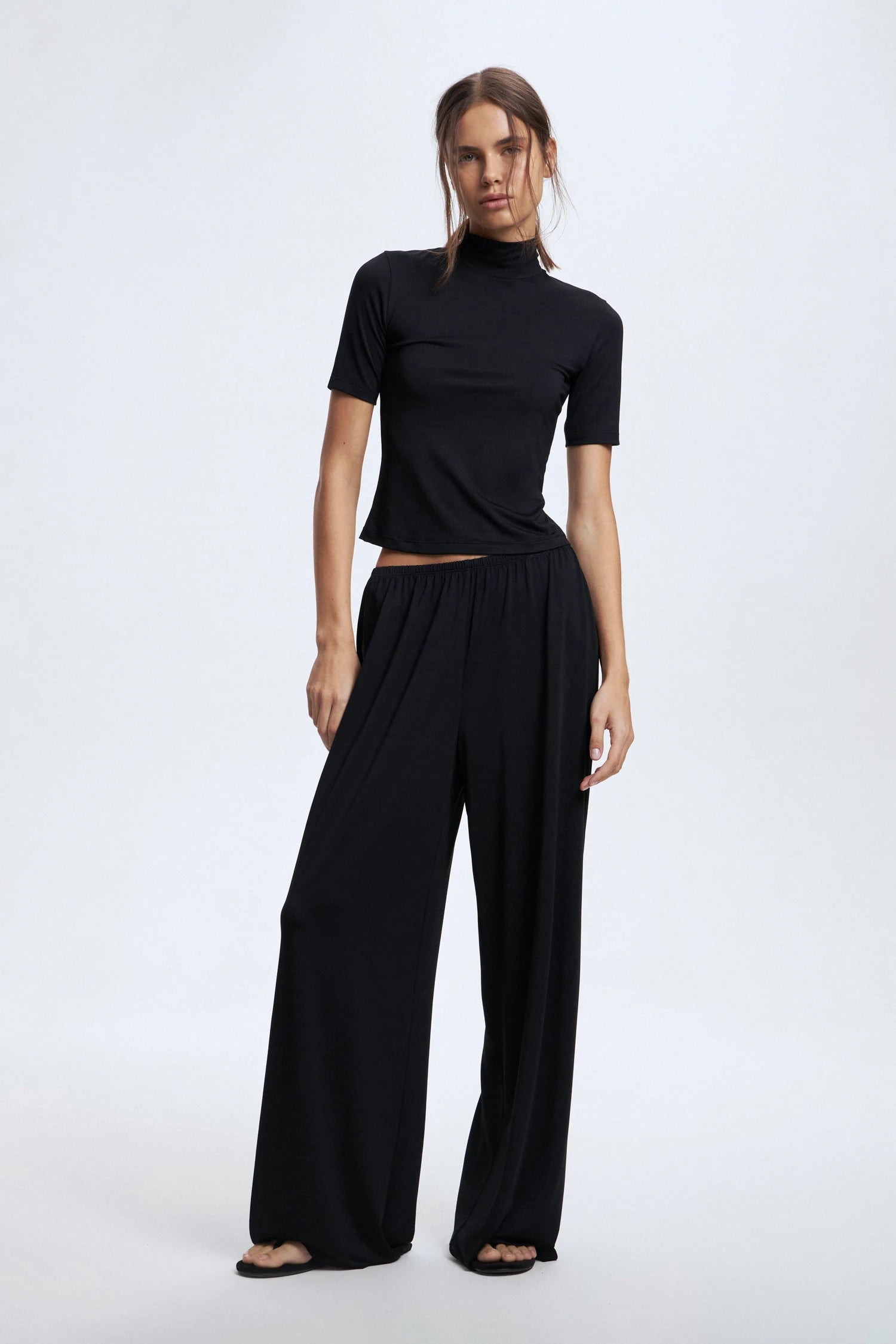 Hirsionsan Modal Soft Loose Sets Women 2025 Casual Two Pieces Long Sleeve T Shirts and High Waist Dresses Outfits Tracksuit