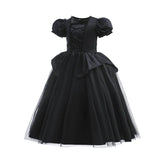 Girl Maleficent Cosplay Dress With Wings Kids Halloween Carnival Evil Witch Dress Up Costume 2-10 Yrs Sequin Ruffles Outfits 2