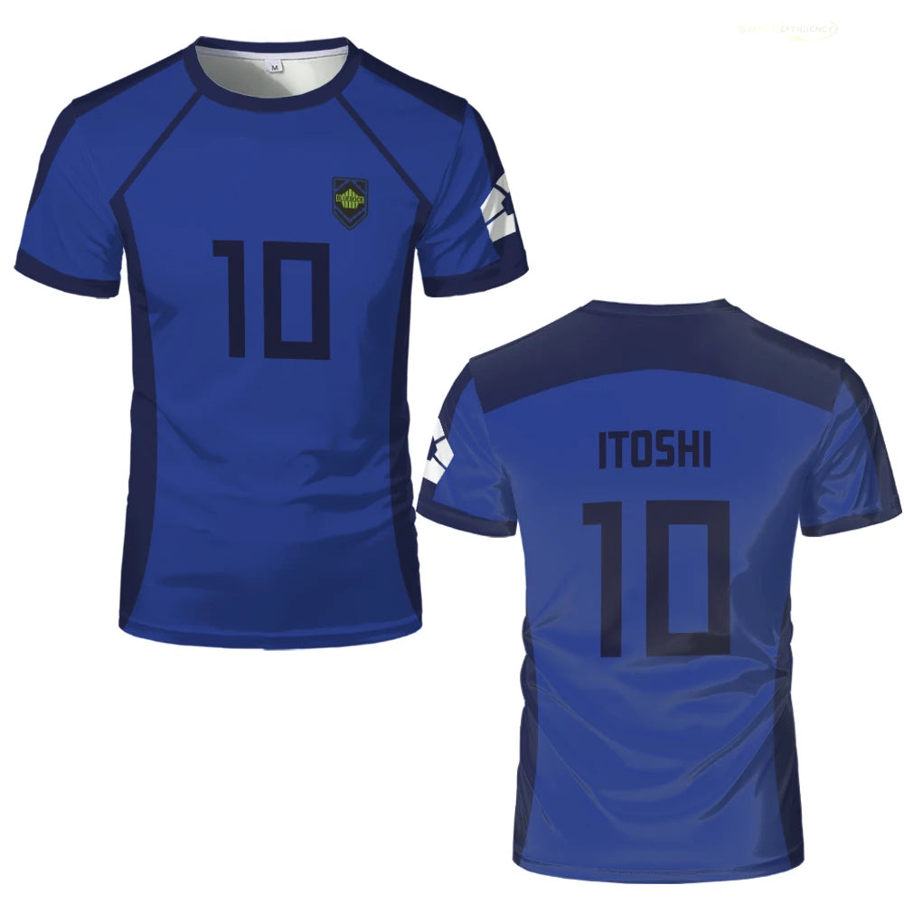 Anime Japanese Blue Lock Isagi Yoichi Football Jersey T-shirt Cosplay Hyoma Chigiri Meguru Bachira Tee Original Children Clothes 3