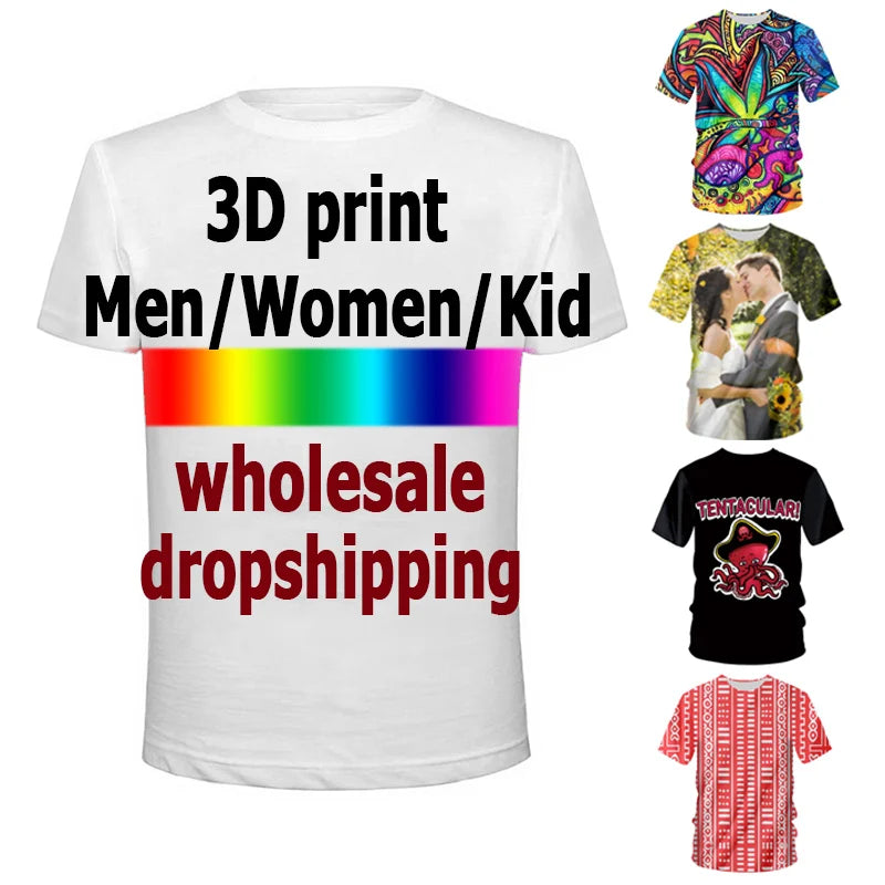3D Printed Custom T-Shirts Summer Plus Size Tee Shirt Design For Drop Shipping And Wholesale Unisex Tops Big And Tall Men Shirts