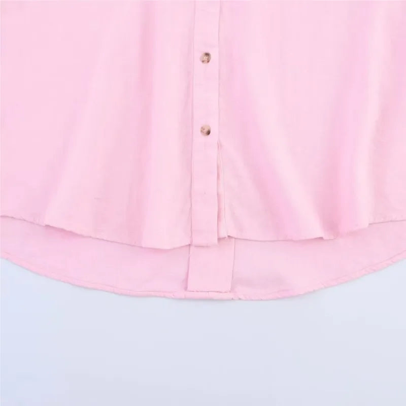 HipSeam Wide Sleeved Shirt Women Spring Asymmetric Hem Button Women's Shirts Simple Lady Johnny Collar Linen Shirts & Blouses 6