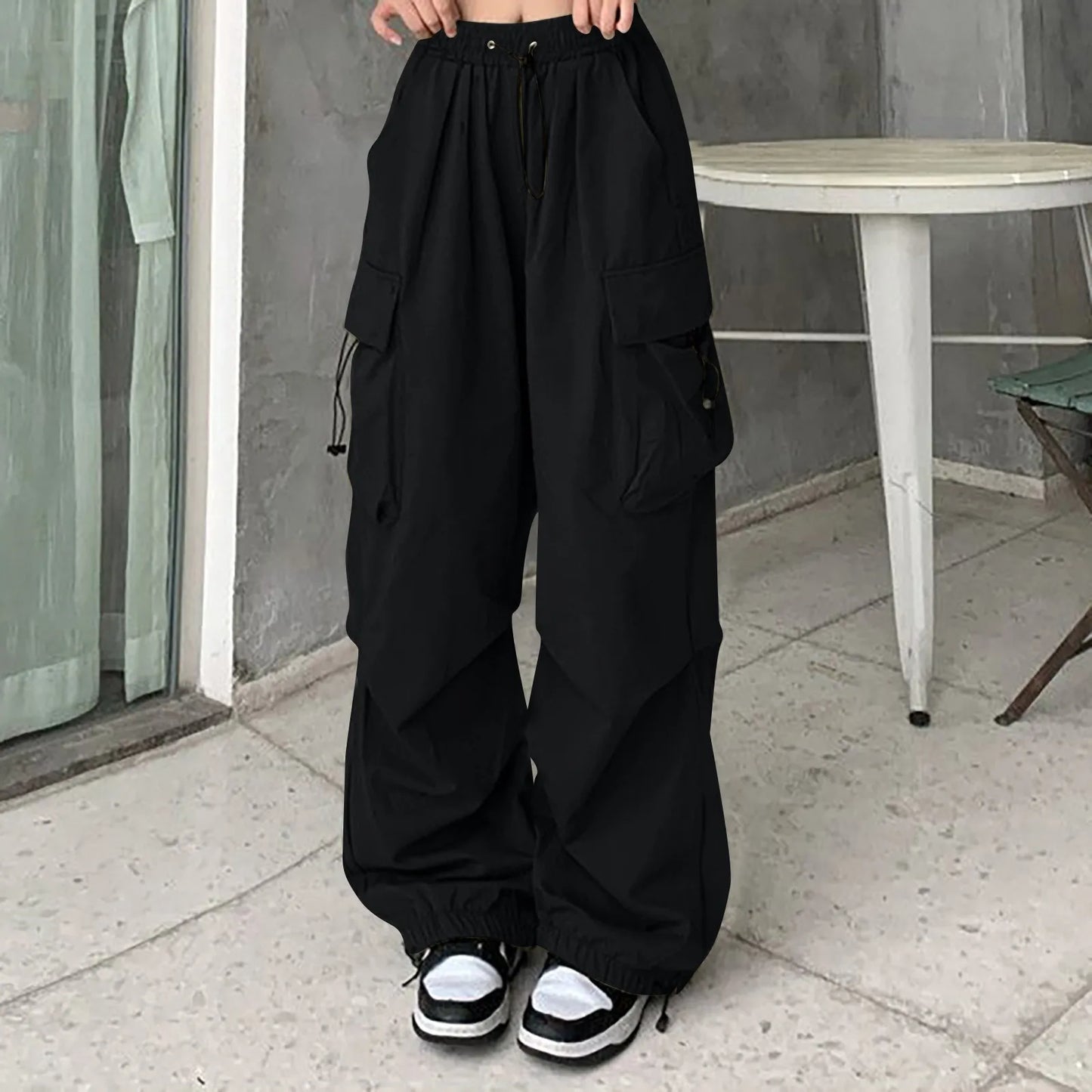 Women-Pants-Casual-Low-Waist-Drawstring-Sweatpant-Solid-Drawstring-Parachute-Trousers-Oversized-Pants-Jogger-Women-S