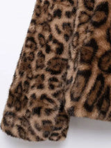 Women's Thick Warm Leopard Faux Fur Jacket, Lapel Collar Coat, Long Sleeve Female Outerwear, Chic Tops, Fashion 6