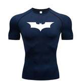 Bat Printed Men's Tight T-Shirt Running Compression Compression T Shirt Gym Fitness Jogging Short Sleeve Male Casual Shirt Tops 4