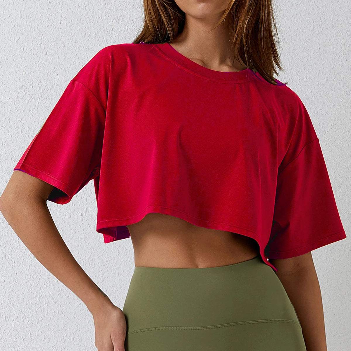 Women’s Cotton Short-Sleeve Yoga Crop Top