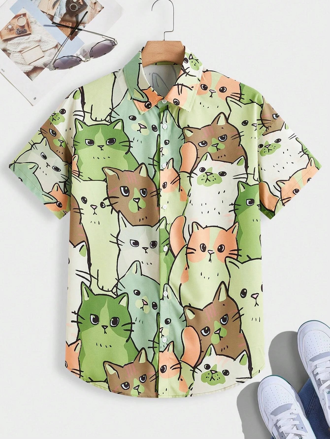 Men’s 3D Cat Print Hawaiian Shirt