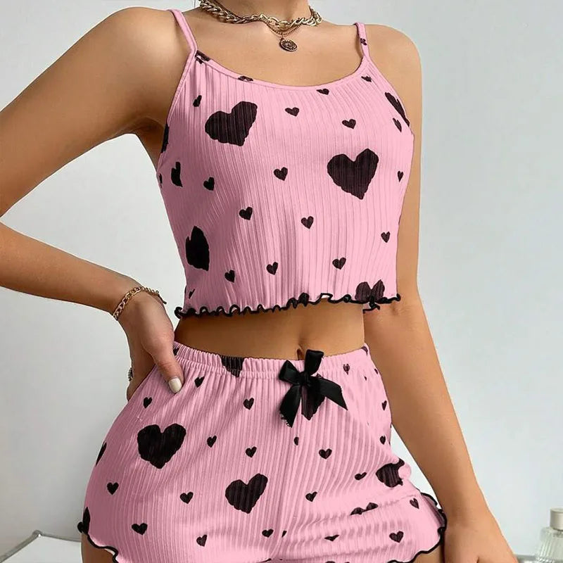 Women’s Heart-Print Pajama Set