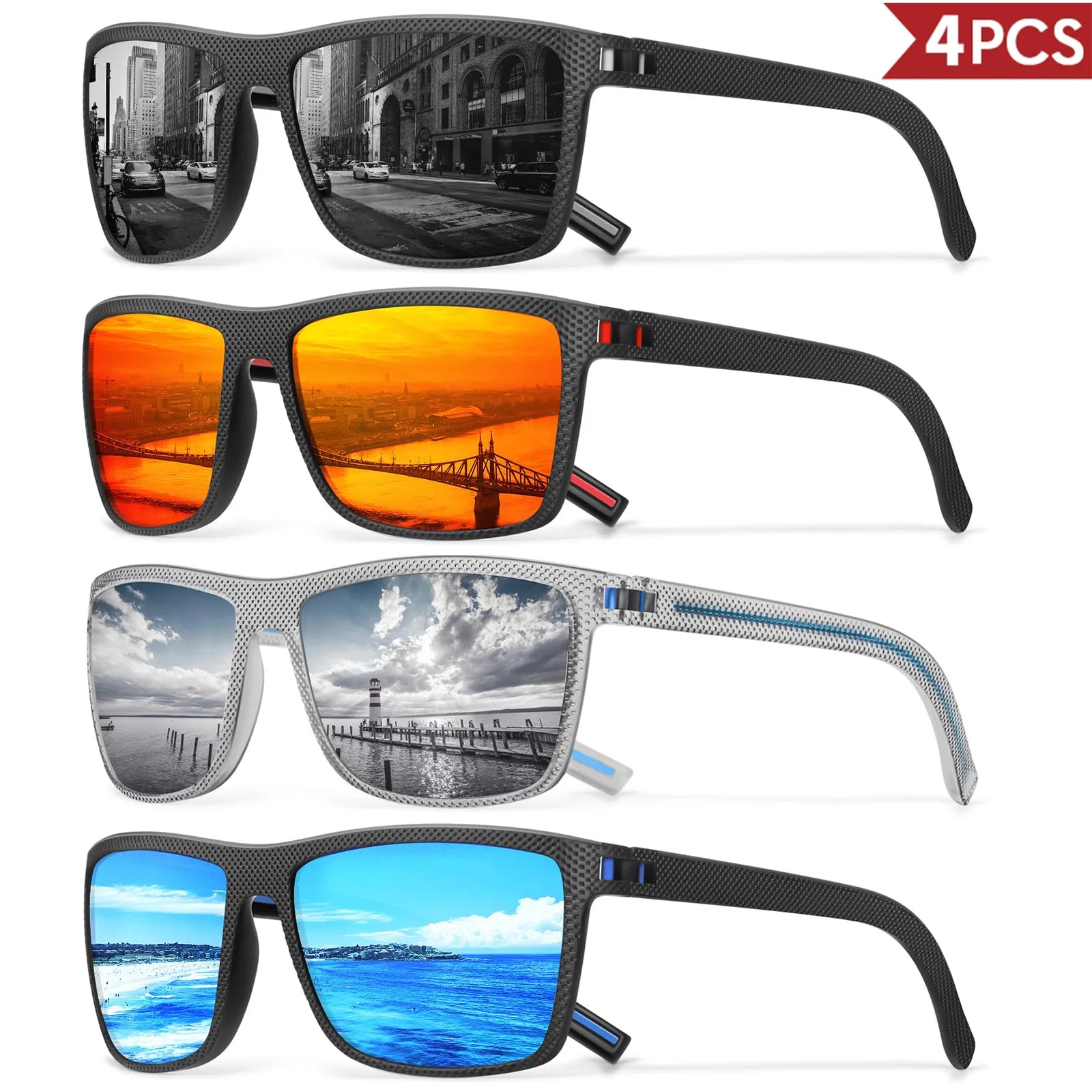 3/4 Pack New Designer Box Polarized Colorful Sunglasses for Men and Women Suitable for Driving, Fishing, Outdoor Sports UV400 6