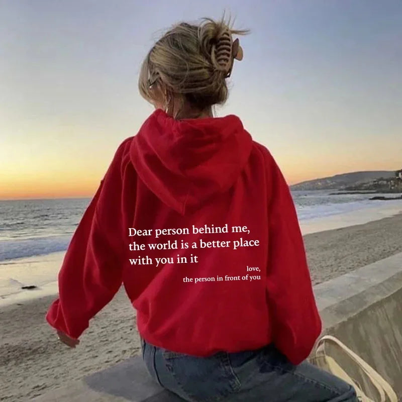 Dear Person Behind Me Mens Hoodie With Kangaroo Pocket Pullover Vintage Women Hoodie with Words on Back Unisex Trendy Hoodies 3