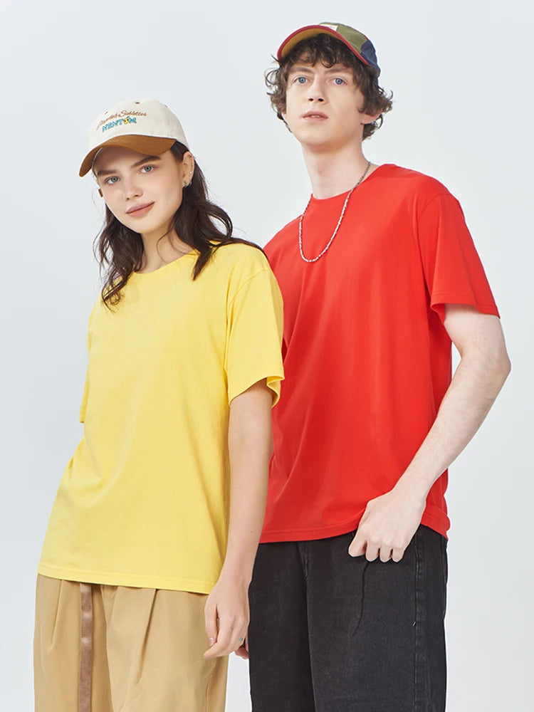 100% Cotton Solid Tshirts Men Woman Short Sleeve Fashion Brand Trend Casual Soft Clothing Tees Customized Products Summer Tops 6