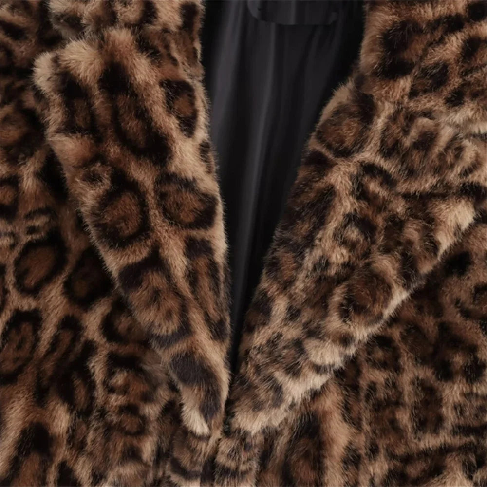 women's coat jacket long sleeved lapel animal print with pockets autumn new coat jacket 4