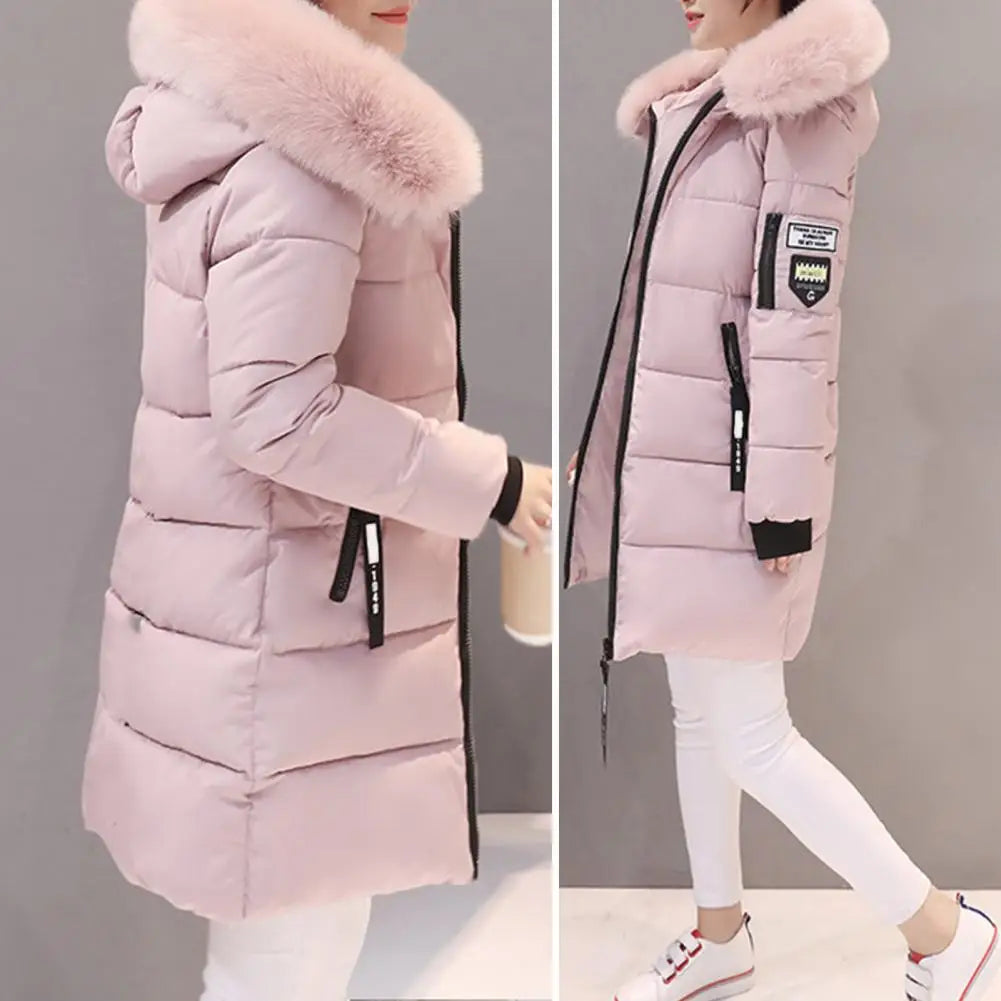 Fashion Women Winter Cotton Coat Parka Thickened Padded Stuffed Hooded Mid Length 3