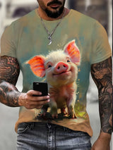 Angry Animal Print Summer Men's T Shirt Casual Short Sleeve Fashion Streetwear Male Oversized Clothing Crew Neck T-Shirts