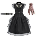 Girls' Wednesday-Inspired Black Princess Dress