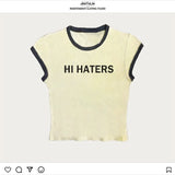 "Hi Haters" Letter Print Gothic T-shirt